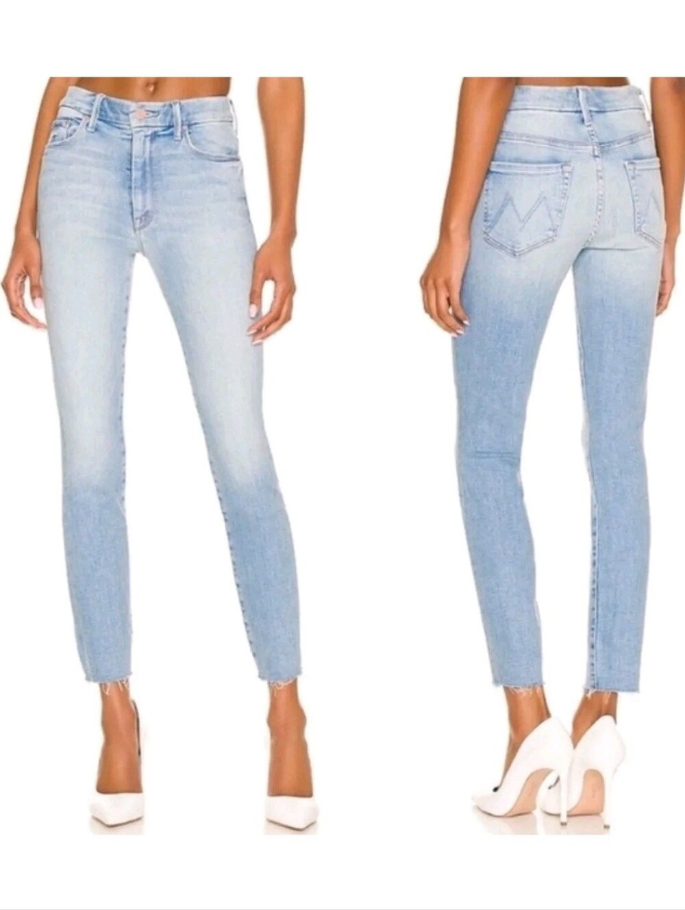 Mother The High Waisted Looker Ankle Fray Denim Jeans
